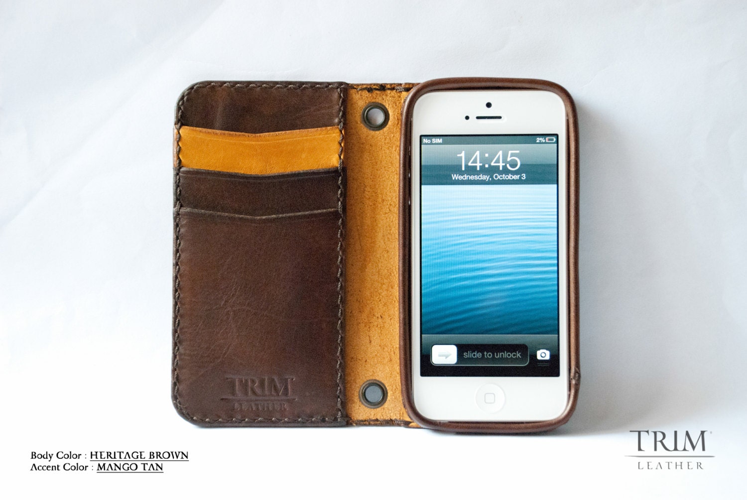 iPhone 5 5s leather wallet handmade handstitched