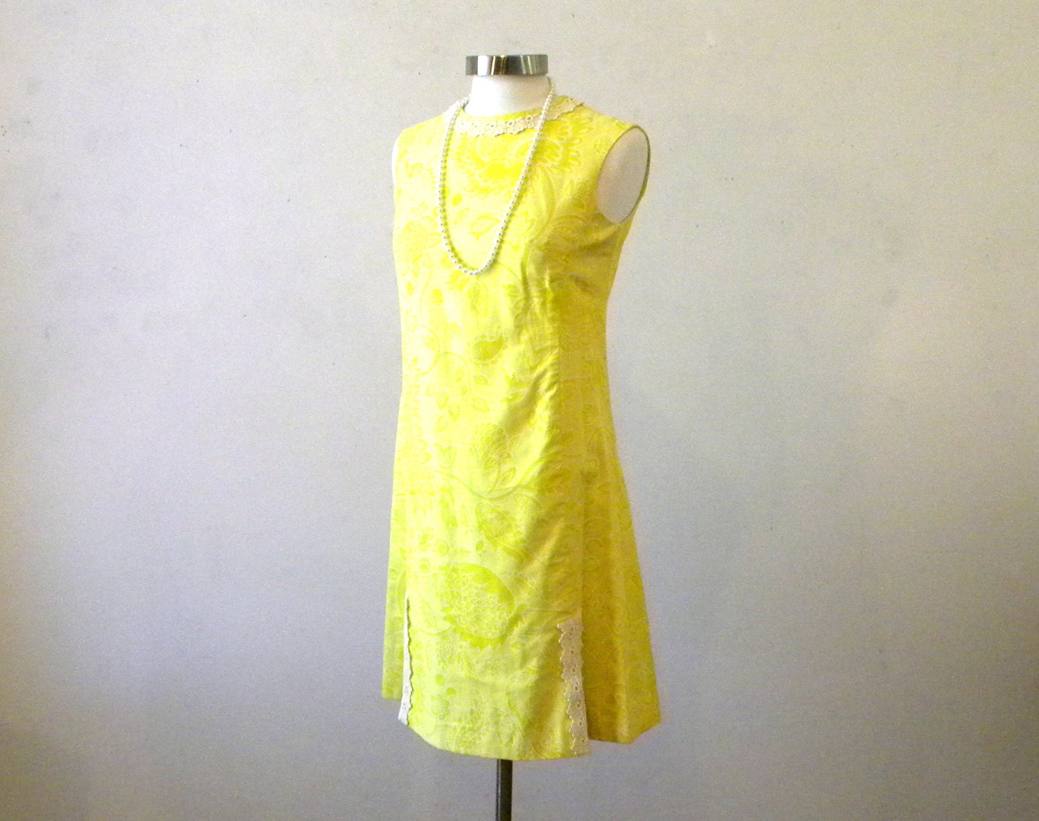 Cute 60s Sundress  Sleeveless Yellow Sheath  Mad Men Secretary Style ...