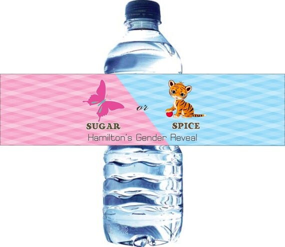 30 Gender Reveal Water Bottle Labels - Waterproof and self stick Il_570xn