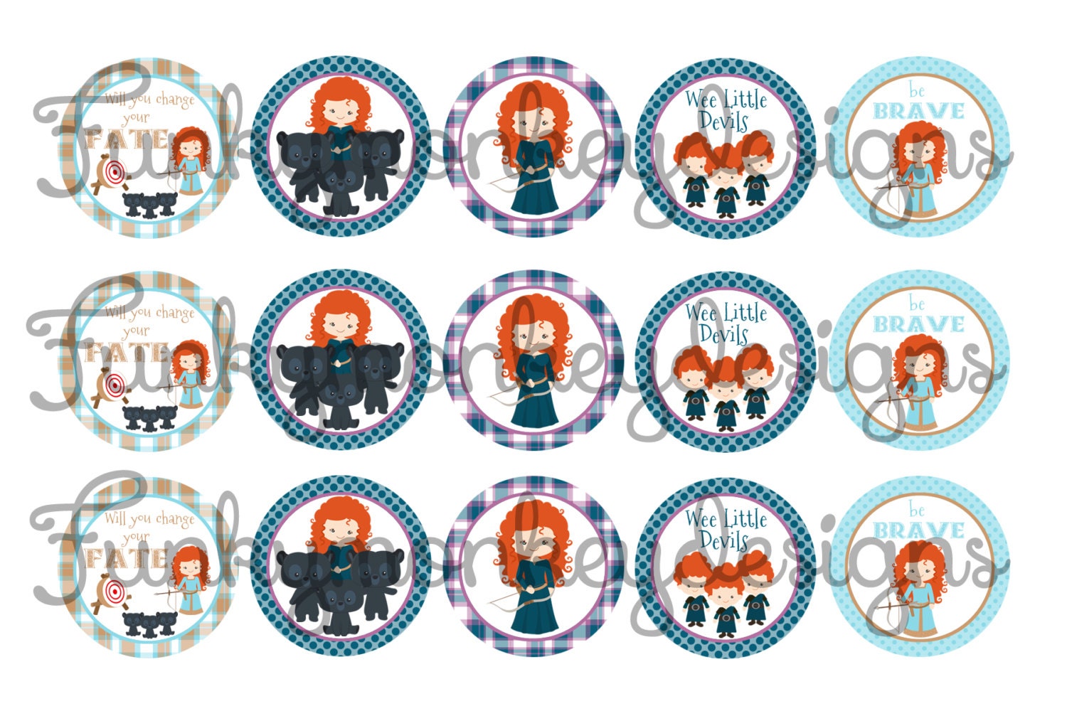 Disney Princess Brave Inspired INSTANT DOWNLOAD 4x6 Digital 1" Inch Bottle cap image/Digital Collage sheet Il_570xn
