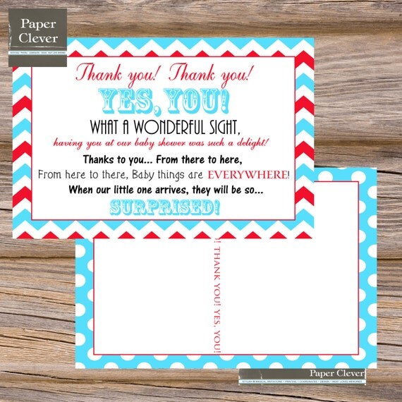 Dr. Seuss baby shower postcard thank you - digital, printable Il_570xn