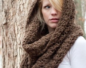 The Chunky Cowl Scarf Shawl Hood - Mocha/Bark - large - CThandmade