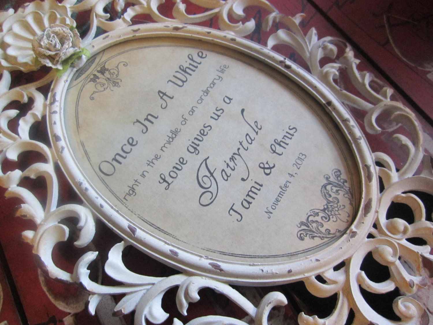 Fairytale Romance Cream Keepsake Sign Customize