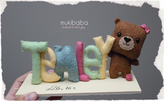 CUSTOM TEDDY NAME custom kid's decor personalized baby by mukibaba