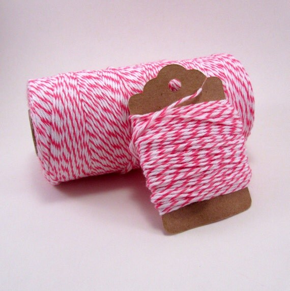 Pink Striped Baker's Twine . Raspberry Divine by ForeverYoursTruly