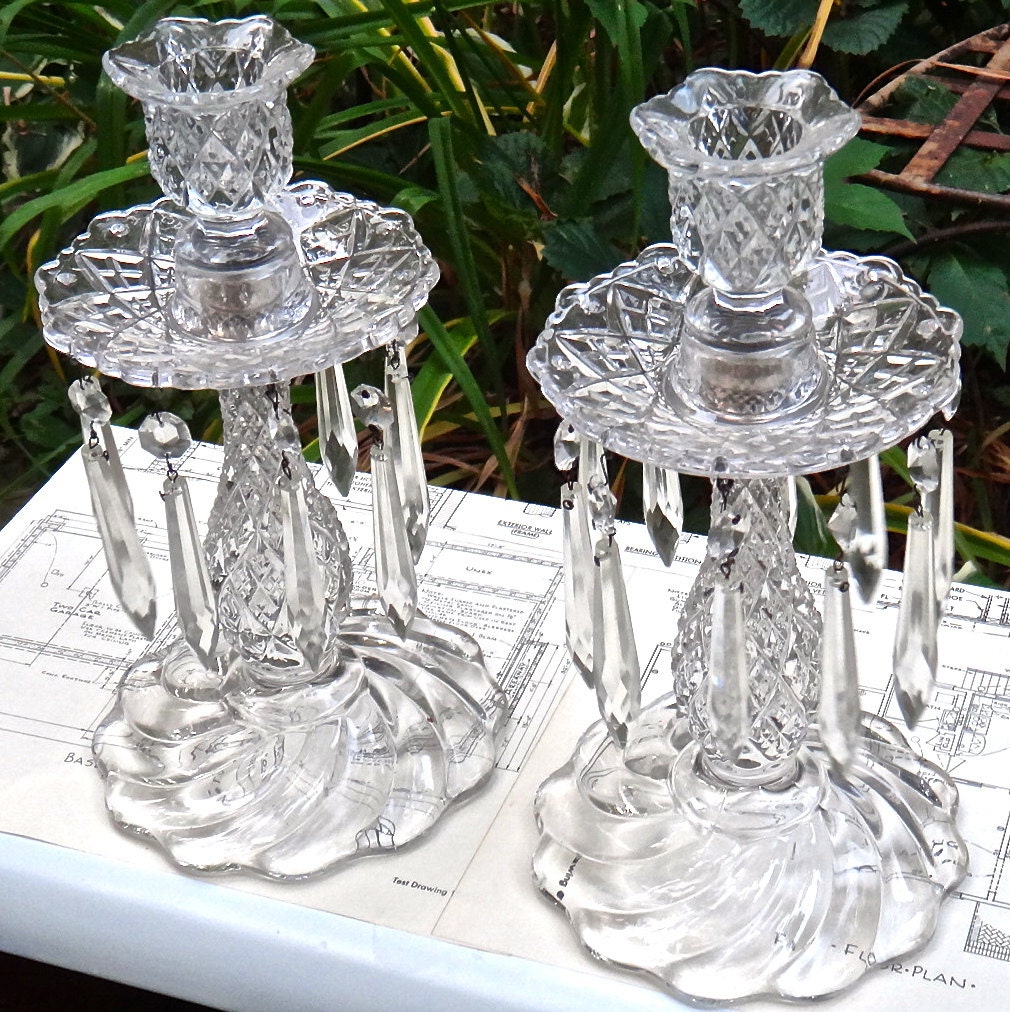 Candle Holders Swirl Glass Fostoria Glass Colony By Casakarmadecor 7082