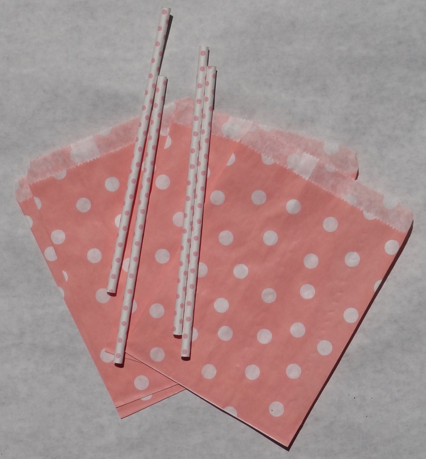 Light Pink with White Polka Dot Middy Favor Bags, 24 Pack Il_570xn