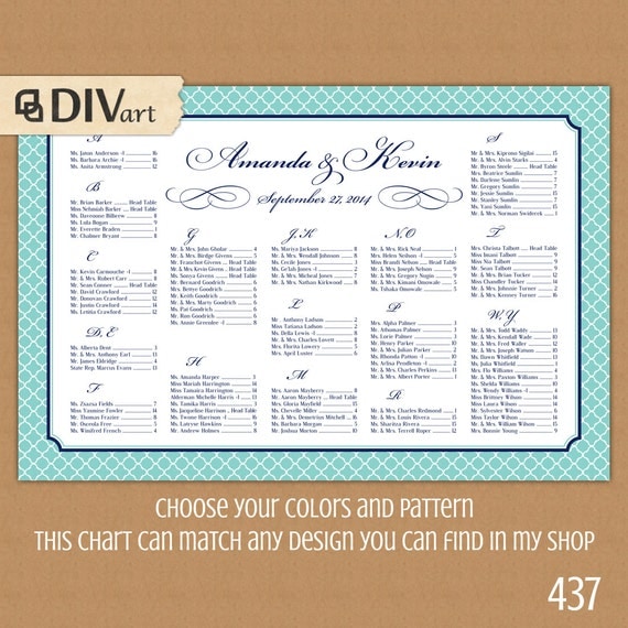 PRINTABLE Wedding Seating Chart Reception Seating Chart by DIVart