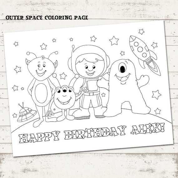 Out of this World - Blast Off Outer Space Coloring Page, Aliens, Astronauts & Rockets- Custom, Digital, Printable designs Il_570xn