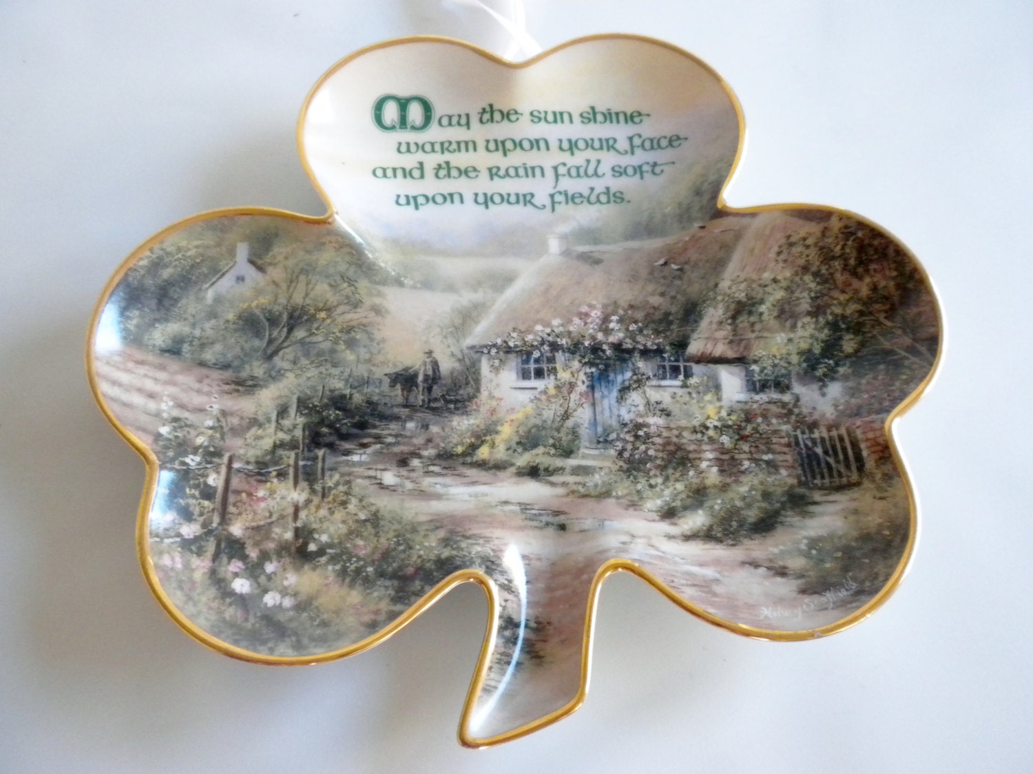 May the Sun Shine Warm Upon Your Face, Limited Edition, Irish Blessing, Franklin Mint Plate,Vintage 1990s Shamrock - oldandnew8