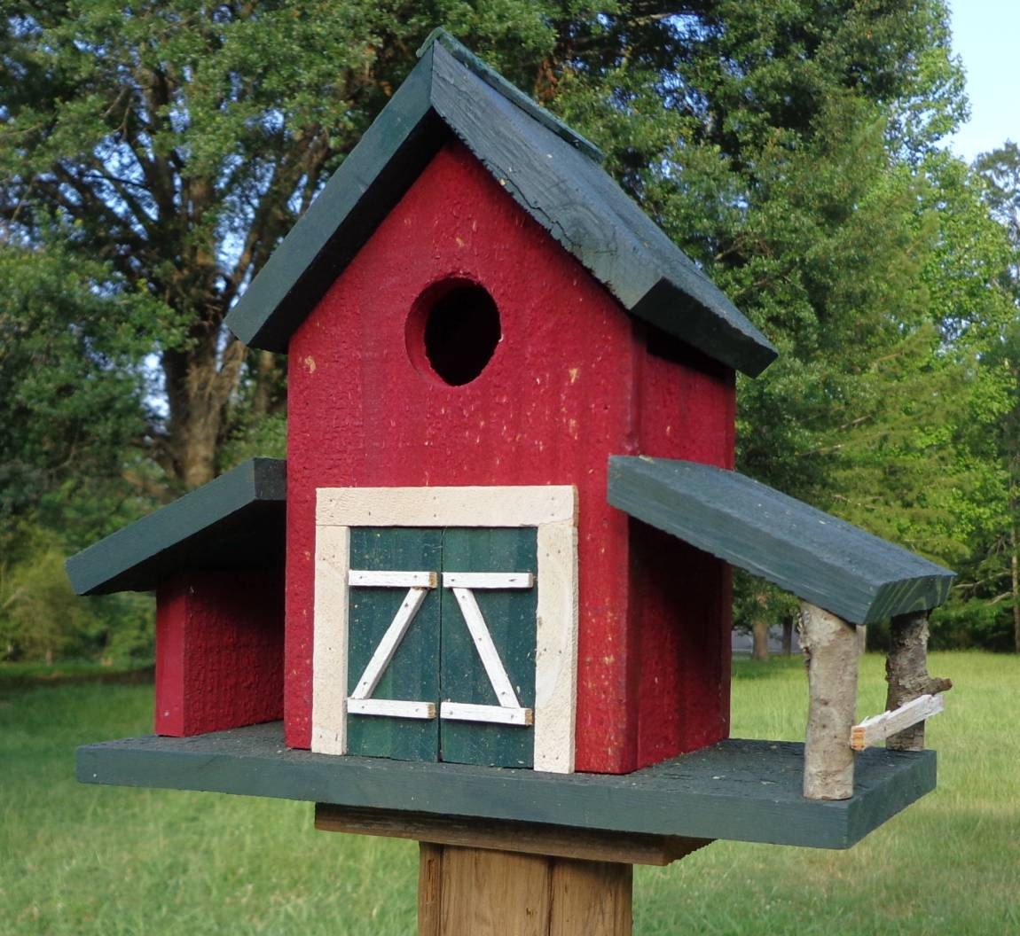 Rustic Reclaimed Cedar Birdhouse Barn By Swampwoodcreations