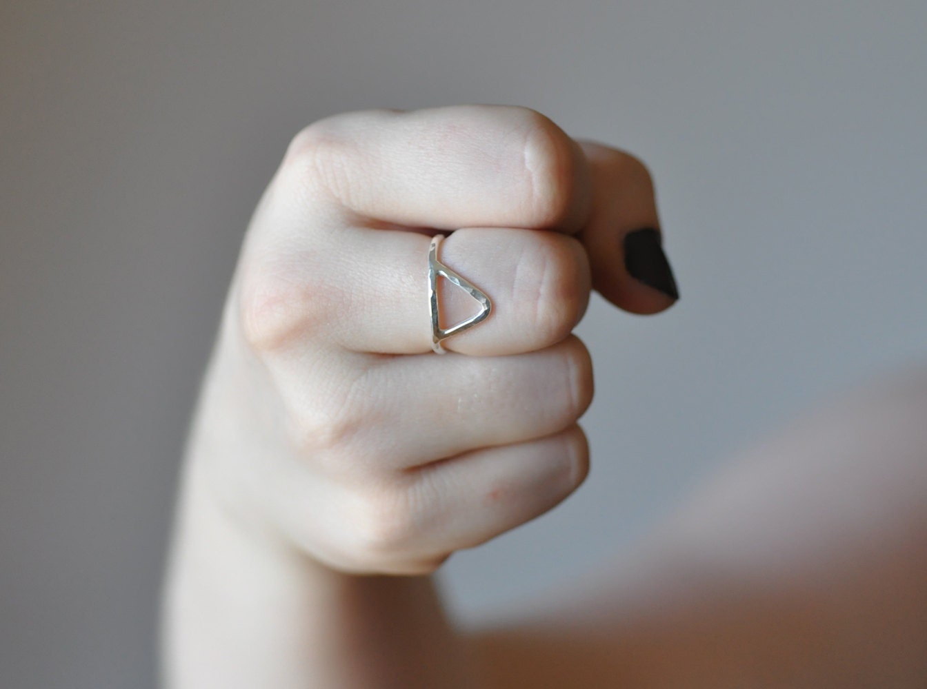 Sterling silver triangle ring. Geometric, minimalist, everyday, eco friendly jewelry - oblissjewellery