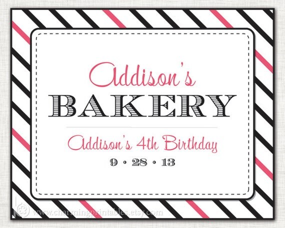 Candy Table Sign - Custom Colors, Fonts - PRINTABLE Digital File Custom Candy Buffet Sign - Stripe Pattern Collection Il_570xn