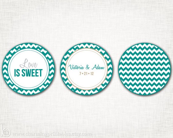 Chevron Cupcake Toppers - 3 Styles - PRINTABLE DIY File Party Circles - Wedding, Birthday, Shower, Party - Chevron Collection Il_570xn