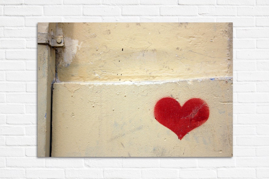 Graffiti art love red heart photography print 8x10