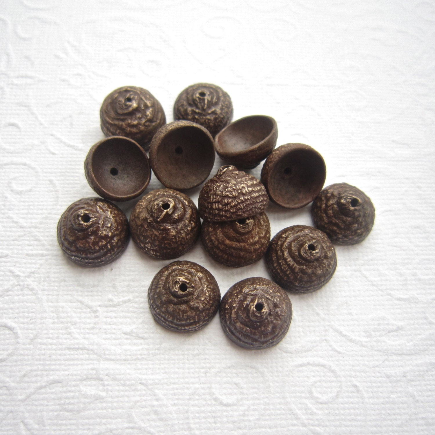 Items similar to Rustic acorn caps, focal bead cap, english acorn caps