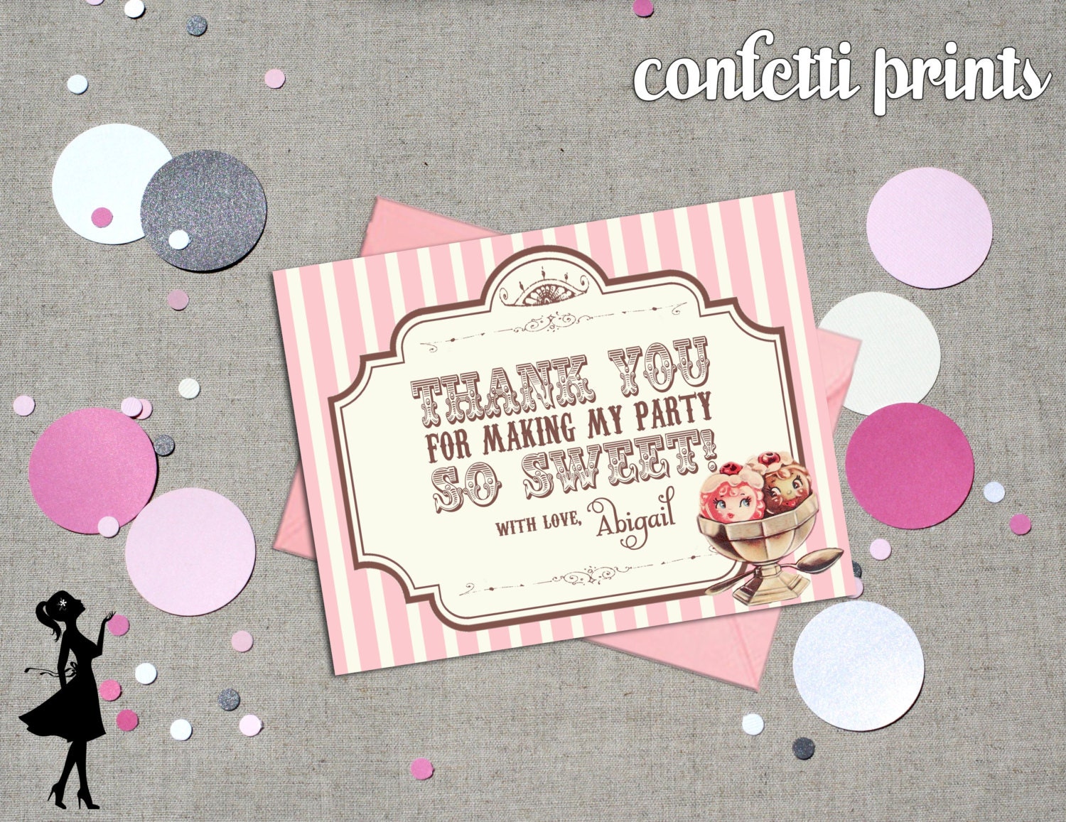 Thank You Card - ICE CREAM SOCIAL Printable Il_570xn