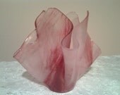 Fused Glass Vase, Cranberry Pink Art Glass Vase Candle Holder, Cranberry Pink Glass Sculpture - AngelasArtGlass