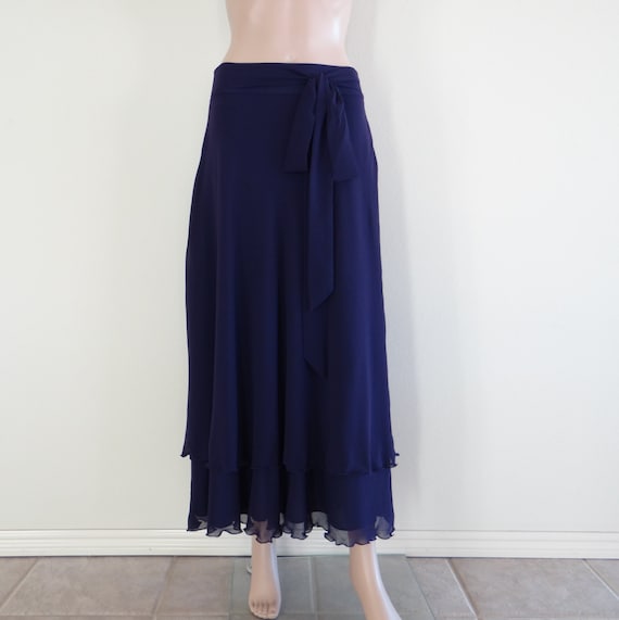 Navy Blue Maxi Skirt Chiffon Skirt By Lynamobley2012 On Etsy 5624