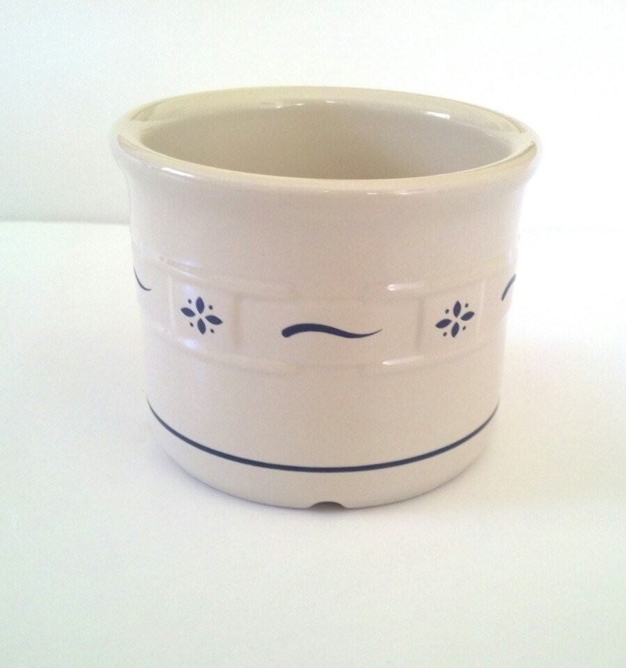 Items similar to Longaberger Pottery Stoneware Salt Crock Ivory Woven