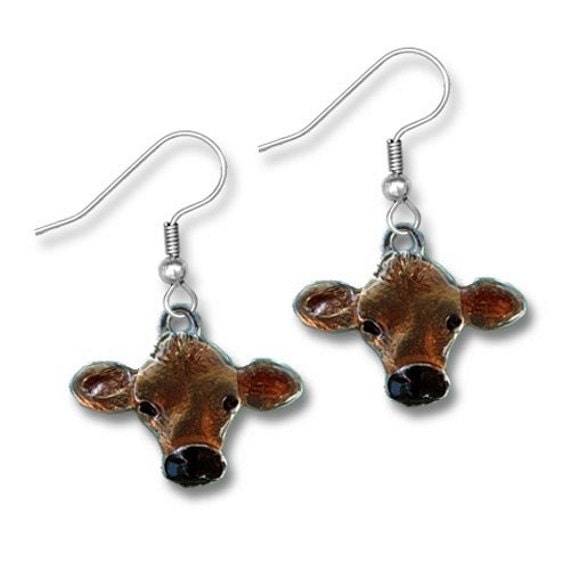 Hand Painted Jersey Cow Earrings - TheMagicZoo