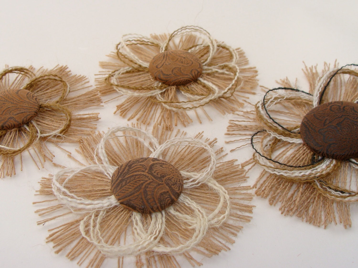 Country Western Burlap Handmade Flower Set of 4 - Rustic - Country - Wedding - Venue Decor