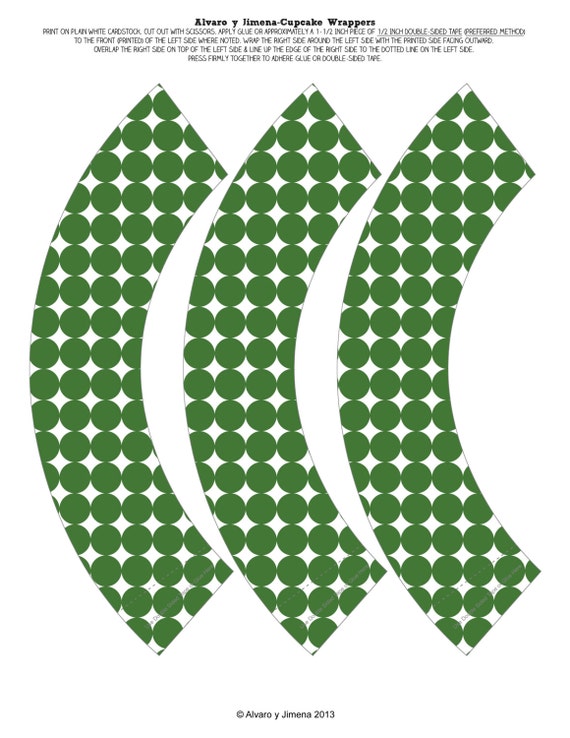 Printable Christmas Cupcake Wrappers, diy, digital, green, polka dots Il_570xn
