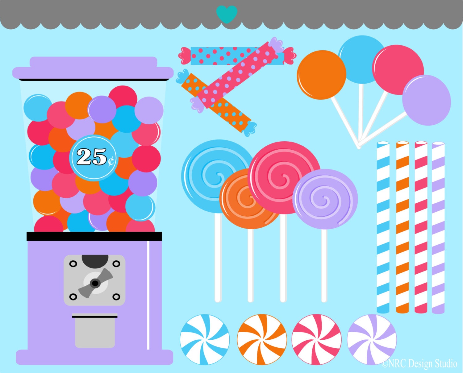 WINTER SALE - Candyland Clip Art - Too Sweet Shop Clip Art - Digital Candy Shop Clipart Il_570xn