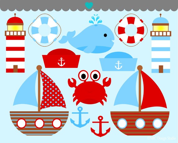 WINTER SALE - Summer Clip Art - Let's Go Sailing Clip Art - Digital Sailing Clipart Il_570xn