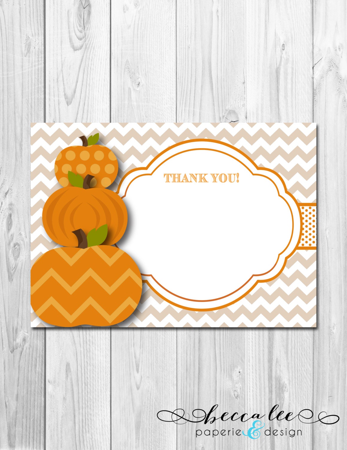 INSTANT DOWNLOAD - Little Pumpkin Thank You Note - DIY - Printable Il_570xn