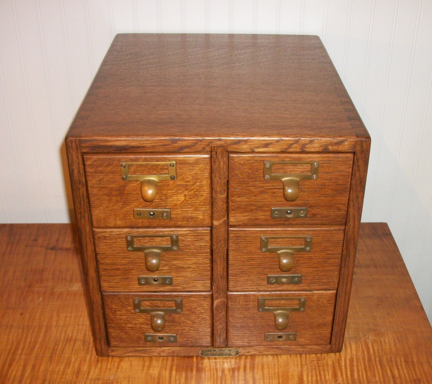 Vintage Six Drawer Library Card Catalog Oak Office by ActionLtd