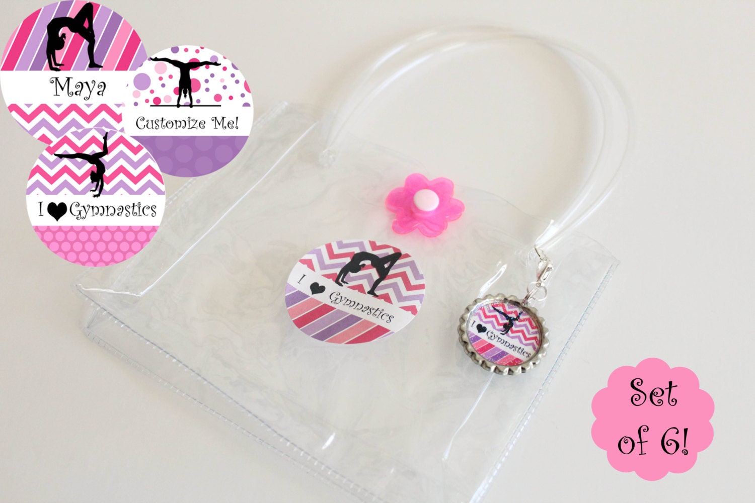 Items similar to Gymnastics Party Favors Custom Goody Bag and Zipper