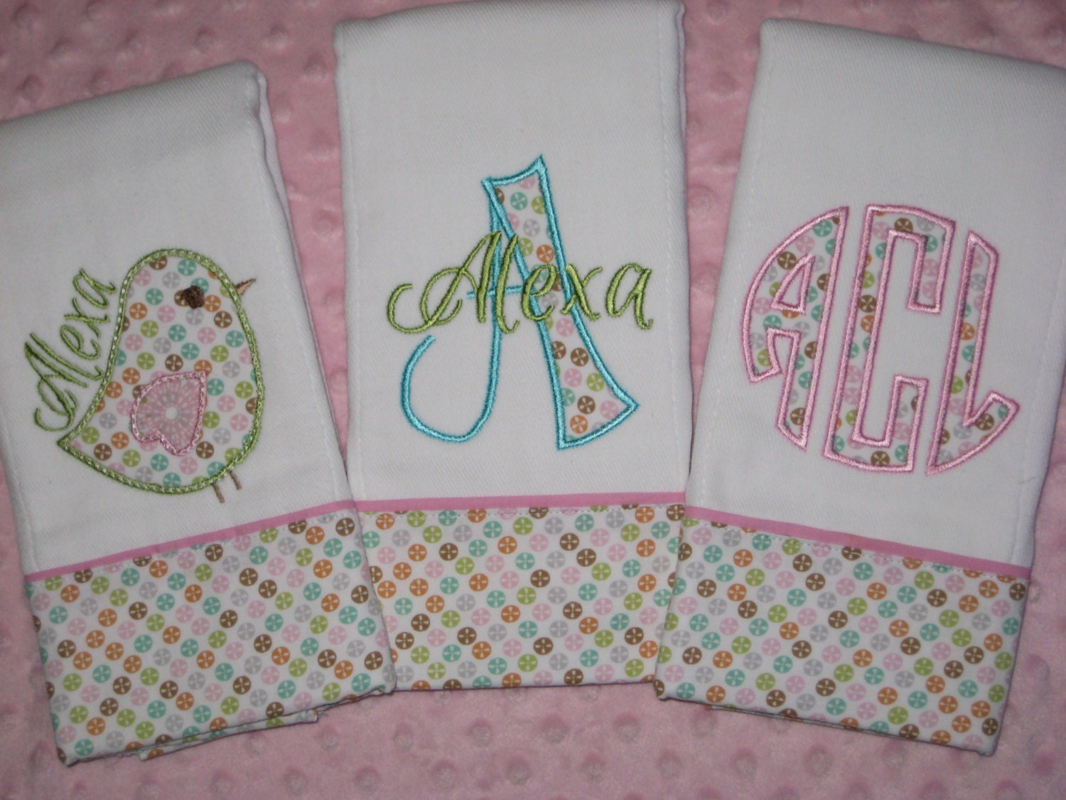 Personalized Baby Girl Burp Cloths by SassyJunebugDesigns on Etsy
