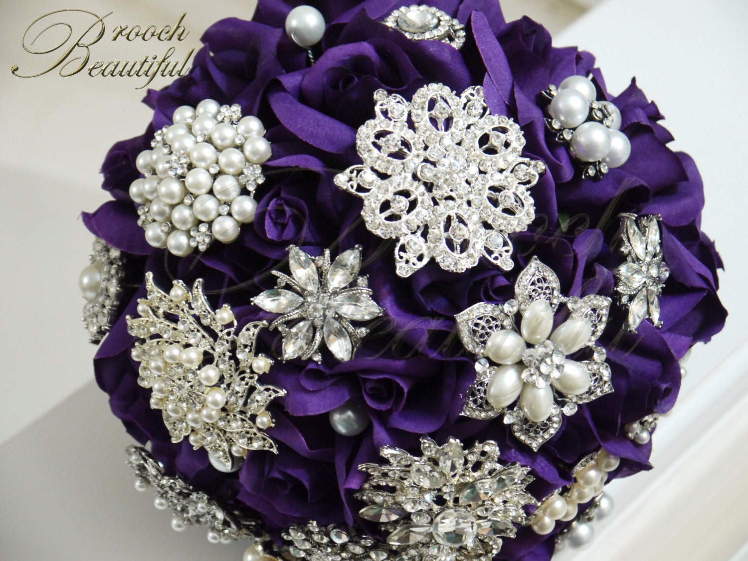 DEPOSIT for a Custom Made Velvet Rose Brooch Bouquet, Looks So Real, Keepsake