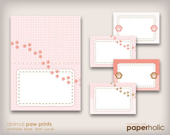 PRINTABLE Paw Print Tent Cards - PDF by Paperholic Il_570xn