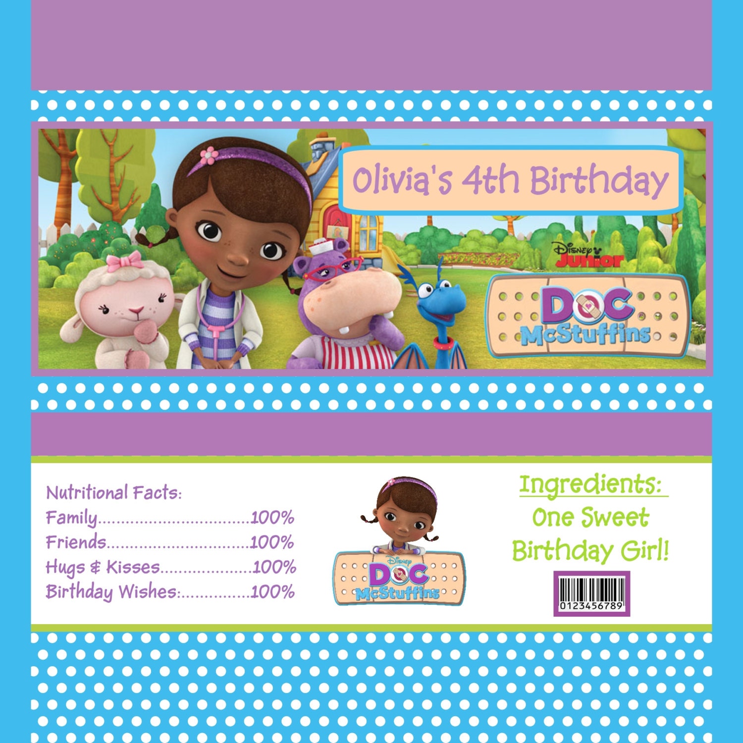 Doc McStuffins Birthday Candy Bar Chocolate Bar Wrappers Favor Print Your Own Il_570xn