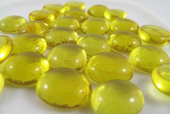 Medium Bright Yellow Glass Gems, Nuggets, Flat Backed Mosaic Tiles