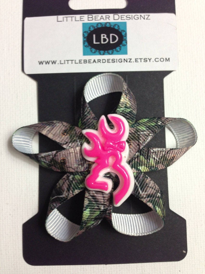 Hunting/camo browning inspired hair clip. Mossy oak