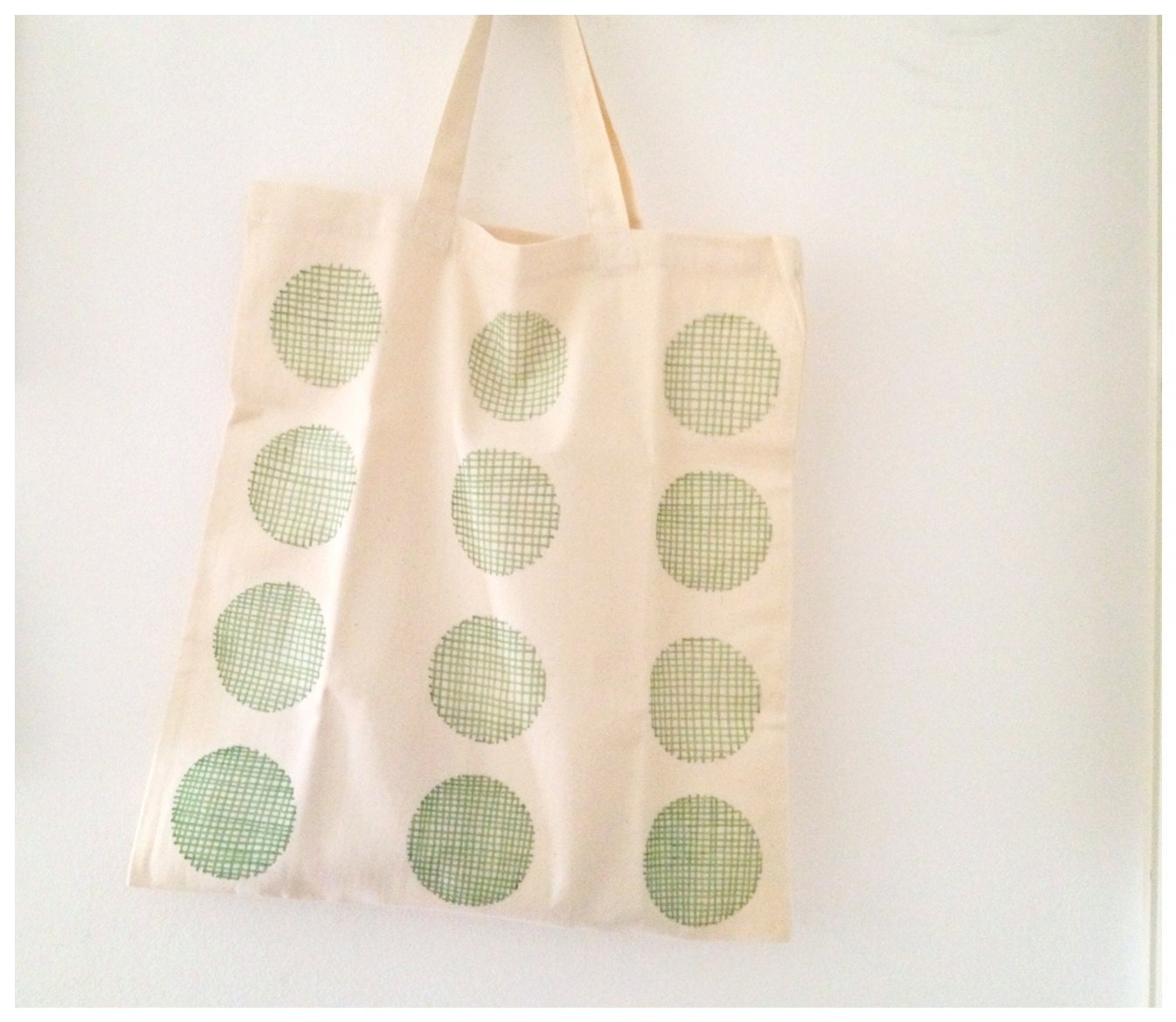 Cotton Tote Bag Green Geometric Tote Polka Dot Bag Eco Design - mipluseddesign