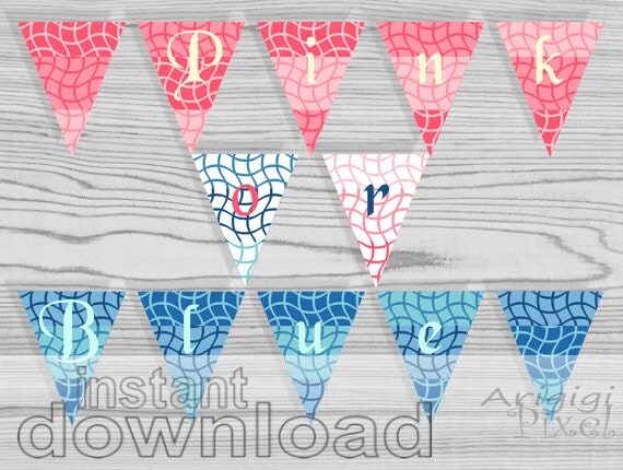 pink or blue banner, printable party garland, DIY, baby shower, welcome baby, gender reveal party, party decoration, instant download Il_570xn