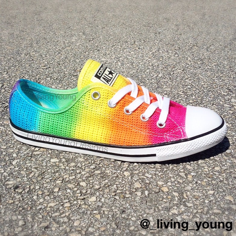 Items Similar To Rainbow Crochet Converse Custom Tie Dye Converse On Etsy