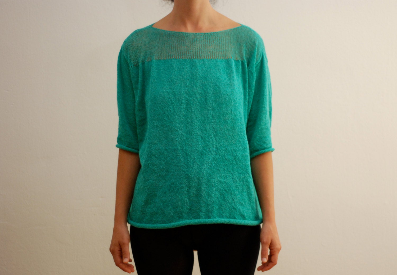 Oversize knitted sweater - ACANTHA in Turquoise - ZORRAshop