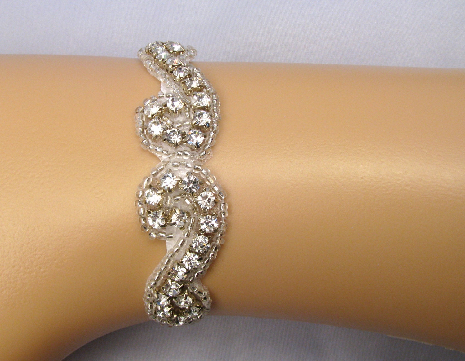 Crystal Rhinestone Bracelet Silver Wedding By Loveforeverbridal