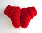 Red socks wool blend baby booties 3 - 6 months READY TO SHIP Choose your size, newborn, 3-6 month, 6-12 month - TinyOrchids