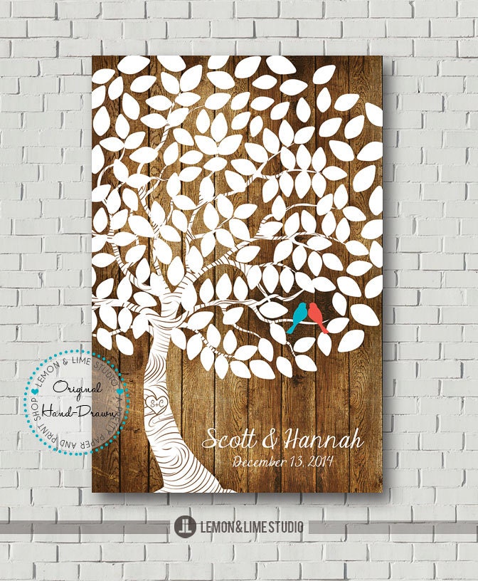 Guest Book Alternative - Wedding Poster - Signature Tree Print - Guest Book Print - Wedding Wishing Tree Keepsake - Bridal Wedding Gift