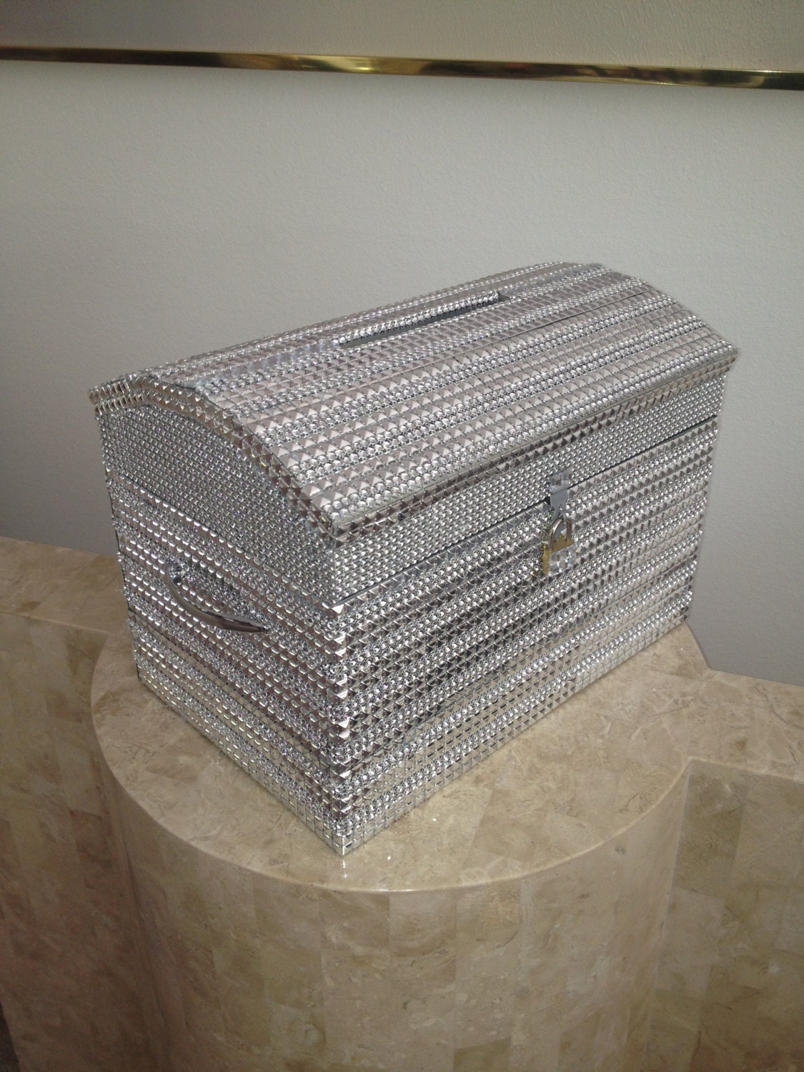 Silver Bling Wood Treasure Chest Keepsake Money by DreamOnBridal