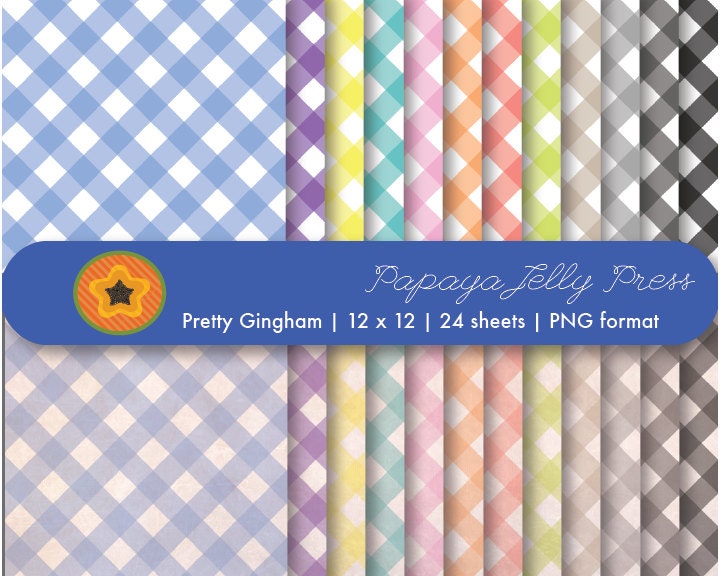 GINGHAM Digital Paper - Instant Download - Colourful Digital Sheets Il_570xn