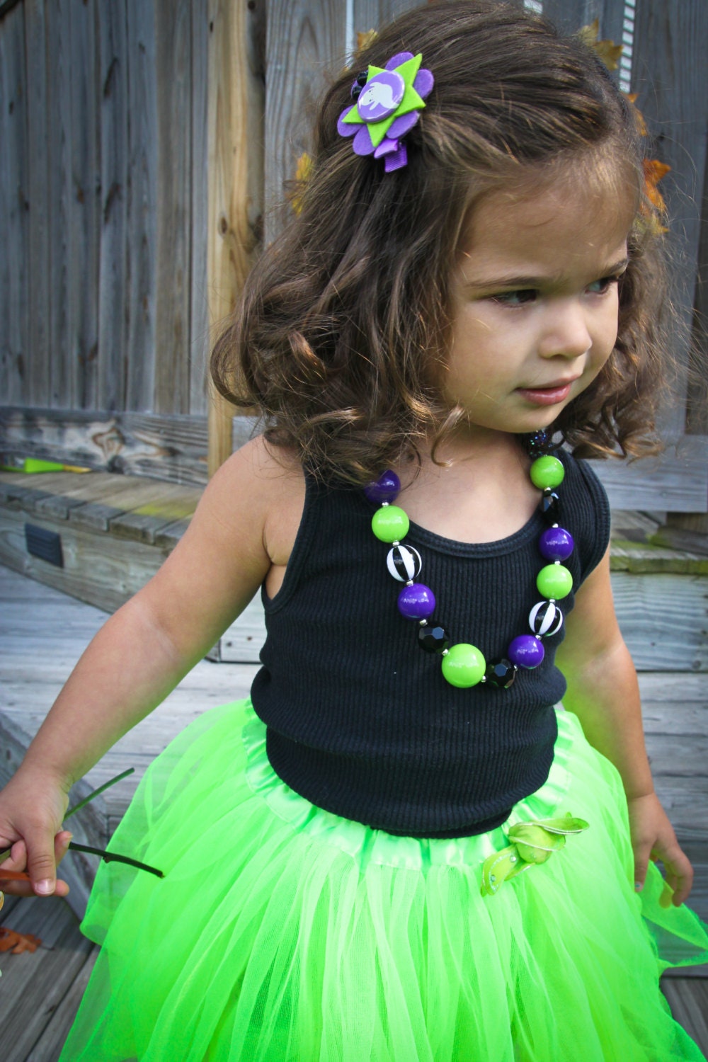 Black and Purple "Toil and Trouble" Halloween Necklace  - LovelyLylaJean