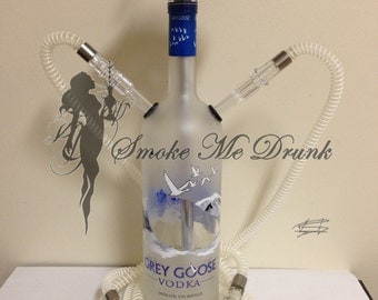 Custom Double Hose Hookah Grey Goose Vodka 1.75L with Matching Hoses