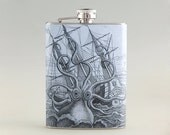 Octopus Attacking Ship Liquor Hip Flask Stainless Steel 8 oz (FK-0141)